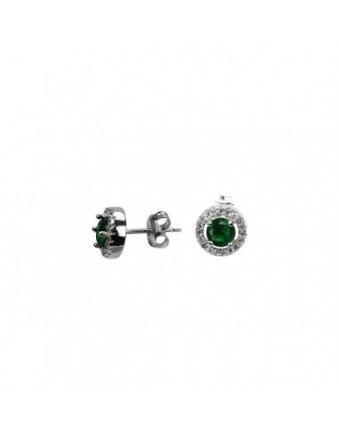 Pendientes plata orlla con circ.verde