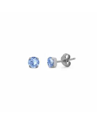 Pendientes aqua 4mm ligth sapphire plata