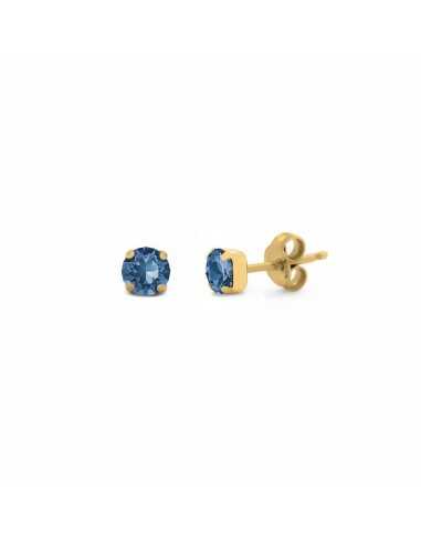 Pendientes aqua 4mm denim blue oro