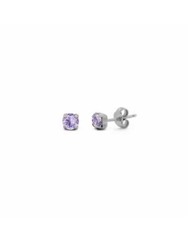 Pendientes aqua 4mm violet plata