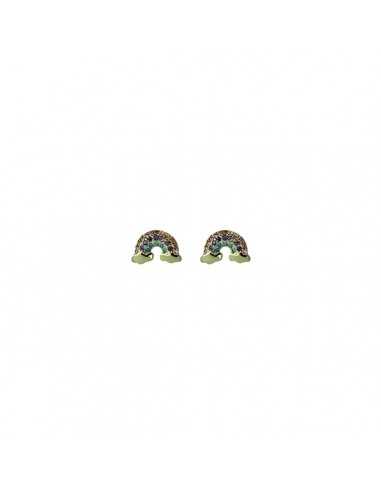 Pendientes plata arco iris baño oro