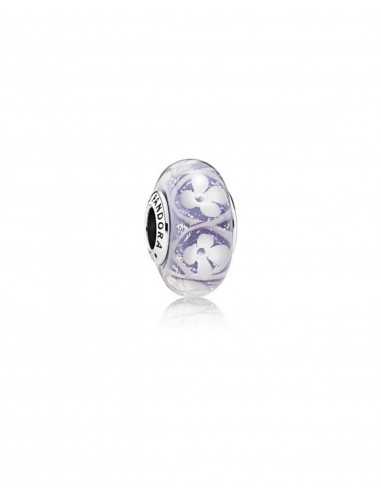 Charm plata murano morado flor