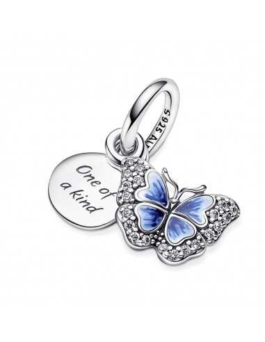 Charm Colgante Doble Mariposa Azul y...